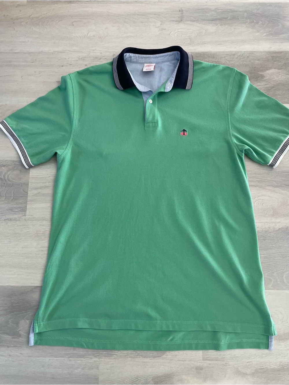 Brooks Brothers Green Mesh Polo ~ Chambray Trim ~ XL ~ Original Fit